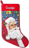 Let's Make Memories Personalized Needlepoint Christmas Stocking - Embroidered Family Stockings - Old-Fashioned Christmas Décor - Mantel Décor - 8"x17" - Customized Embroidered Name - Santa by LetsMakeMemories