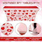 Oudain 2 Pcs Valentine's Day Stretch Table Cover 6 ft Red Heart Tablecloth - Image 4