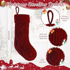6 Pack Christmas Stockings 18 Inch Cable Knit Stockings with Personalized Snowman Name Tags, Red and White Large Xmas Hanging Stockings with Velvet Bows for Fireplace Mantel Holiday Family Decor - Image 3