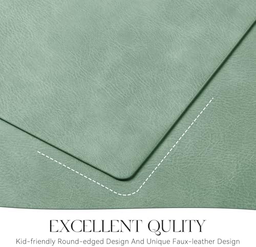 MOSAYT Vinyl Faux Leather Placemats, Set of 6, Green - Image 5