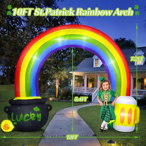 10 FT St Patricks Day Inflatables Outdoor Decorations Rainbow Archway - Image 2