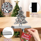 4 Pack Christmas Stocking Holder Set for Mantle Christmas Holiday Decorations Mantle Fireplace Topper Snowflake Snowman Reindeer and Christmas Tree Hangers Decorative Metal Hanger(Gray) - Image 4