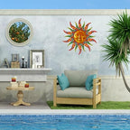 16 Inch Colorful Sun Face Metal Wall Decor, Indoor Outdoor Hanging Art for Farmhouse Patio Yard Bedroom - Image 2