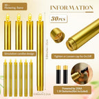 FillTouch 60 Pcs Gold Candlestick Holders with LED Flameless Candles Bulk Includes 30 Metal Candle Holders and 30 Battery Operated Candles for Wedding Table Centerpieces Home Decor(Gold) - Image 4