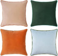 MONDAY MOOSE Decorative Throw Pillow Covers Cushion Cases, Set of 4 Soft Velvet Modern Double-Sided Designs, Mix and Match for Home Decor, Pillow Inserts Not Included (22x22 inch, Orange/Green) by MondayMoose