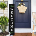Welcome Wooden Porch Sign 47" Front Door Rustic Standing Large Welcome Porch Sign for Home Front Door Yard Season Party Decor (Black) - Image 5