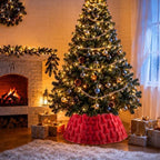 Soulchen 30 Inch Christmas Tree Collar Red Xmas Tree Skirt Ring Jacquard Velvet Foldable Christmas Base Cover for Xmas Base Stand Cover Holiday Party Indoor Home Decorations - Image 6
