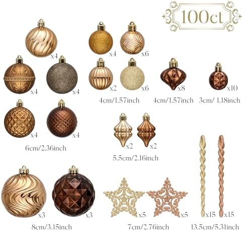 Valery Madelyn 100ct Christmas Tree Decorations Variety Ball Ornaments Set - Image 4