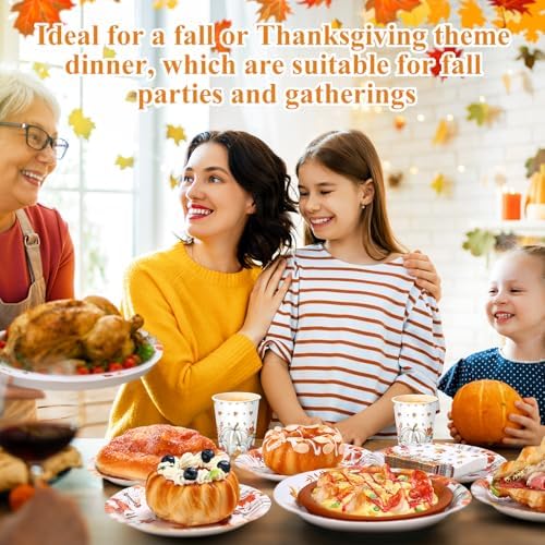 Pickmesh 250 Pcs Fall Party Tableware Set, Fall Pumpkins, Orange - Image 5