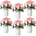 Domensi 6 Sets Wedding Centerpiece for Table Decoration Blush Pink Artificial Fake Rose Flower with Metal Vase Faux Silk Rose Bouquet Floral Arrangement for Bridal Shower Home Dining by Domensi