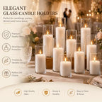 24 Pcs White Pillar Candles and Glass Cylinder Vases Clear Glass Pillar Candle Holders Hurricane Glass Candle Holders for Table Centerpieces Wedding, Party, Event, Home Office - Image 2