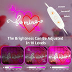 Valentine Be Mine Neon Sign Dimmable Double Hearts Neon Light Flashing Arrow Heart Window Lights Romantic Valentine'S Day Gift for Couples Bedroom Wall Decor - Image 3