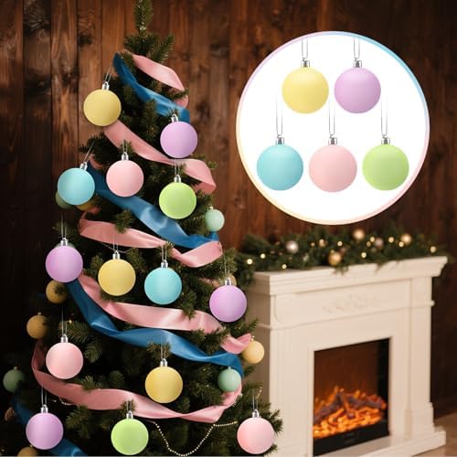 Gejoy 30 Pcs Pastel Christmas Decor 3.15'' Bulbs Colorful Xmas Ornaments - Image 5