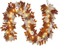 2 Pack 6 Ft Fall Garland with Lights & Timer, Thanksgiving Mantel Decor by FLAGLY