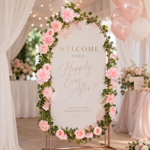 Findosom Total 12.4Ft Artificial Flowers Garlands for Decoration, Pink - Image 3