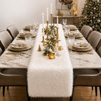 Faux Fur Table Runner 12x60 Inch White Christmas Table Decor - Image 2
