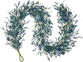 70 Inch Blue Eucalyptus Garland with White Flowers - Long Artificial Vine Garland for Staircase, Mantel, Fence, Front Door, Indoor/Outdoor Hanging Decor for All Seasons by wwmira