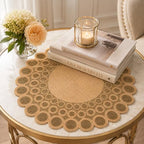 Myrish Handmade Beaded Decorative Placemats, Glass Bead Table Mats for Dining Table, Wedding, Holiday, Festival and Home Decor (Champagne Gold Round) - Image 3