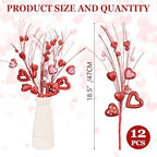 Thiccywoov 12 Pcs St. Patrick's Day Shamrock Berry Stems Decor Tree Glitter Stems Ornaments for DIY Holiday(Red,Heart) - Image 2