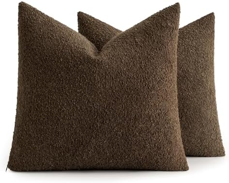 MIULEE 22x22 Decorative Euro Sham Boucle Couch Pillow Covers Brown - Image 6