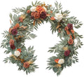 Floroom 6ft Artificial Eucalyptus Garland with Flowers Fake Greenery Burnt Orange Faux Floral Vine Garland for Table Decor Wedding Centerpieces Bridal Shower Party Decorations, Terracotta by Floroom