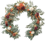 Floroom 6ft Artificial Eucalyptus Garland with Flowers Fake Greenery Burnt Orange Faux Floral Vine Garland for Table Decor Wedding Centerpieces Bridal Shower Party Decorations, Terracotta by Floroom