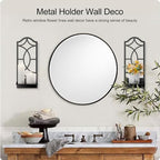 Candle Wall Sconces Set of 2, Black Metal Wall Art Decor for Living Room, Dining Room, Bedroom, Bathroom (16.5 x 7 in) - Image 4