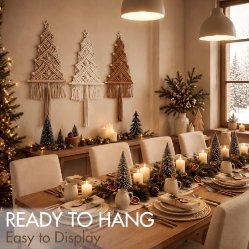 HunnmingRe 3 Pcs Large Macrame Christmas Tree Decor, Brown, Cream, Beige - Image 4