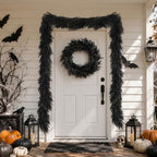 N&T NIETING 9FT Black Garland Artificial Norfolk Pine Garland Real Touch Halloween Garlands Faux Garland for Table Mantle Holiday Fireplace Indoor Outdoor Christmas Gothic Stairs Decorations - Image 5