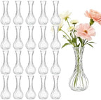 Glass Bud Vases Bulk Set of 20, Small Glass Vases for Flowers Mini Clear Bud Vases for Centerpieces Rotational Striped Vintage Vases for Wedding Home Table Decorations by YEXEXINM
