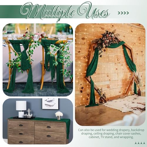 16 Pack Emerald Green Table Runner 10FT Cheesecloth Table Runner Boho Gauze Table Runners Long Rustic Sheer Fabric Table Runners for Wedding Party Bridal Shower Farmhouse & Home Decor - Image 5