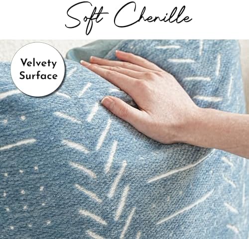 BlissBlush Coastal Blue Lumbar Pillow Cover 14x36 for Bed, Accent Long Lumbar Pillow Cover for Bedroom, Soft Woven Chenille Textured Farmhouse Boho Decorative Cushion Cover - Image 2