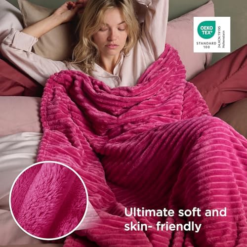 Bedsure Soft Queen Size Blanket for Bed Hot Pink 90"x90" - Image 4