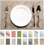 Placemats Set of 12 Vinyl/Plastic Woven Place Mats for Kitchen Table Indoor/Outdoor Washable Placemat Wipeable Dining Table Mats (Dark Brown Clover,12) by Unknown