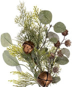 Vickerman 22" Artificial Winter Cedar, Pinecone, Eucalyptus, and Brown Jingle Bell Wreath - Image 2