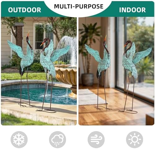 48" Blue Heron Statues Outdoor, Extra-Large Sandhill Crane Decor - Image 5