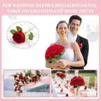 Cliselda 72pcs Red Roses Artificial Velvet Silk Flower Bulk for Home Decor - Image 4