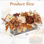 Fall Mums Artificial Flowers Arrangements In Rustic Wooden Box Planter - Image 2