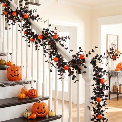 Lighted Halloween Garland for Mantle, Pumpkin Fireplace Decorations - Image 5