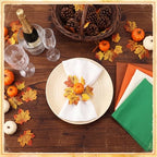 LemonRoad 36 Pcs Cloth Napkins and Napkin Ring Holders, Reusable Fabric for Table Decor Banquet Holiday Dinner Party Supply(Orange,Coffee, White, Green,Fall) - Image 2