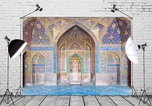 BELECO 20x10ft Fabric Islam Mosque Backdrop Seyyed Mosque Wall Covered with Mosaic and Calligraphic Inscriptions Background Islamic Religious Belief Photo Booth Shoot Studio Props - Image 2
