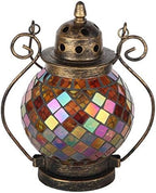 Lily's Home Decorative Candle Lanterns, Mosaic Glass and Wrought Iron Tea Light Candle Holder for Indoor or Outdoor Hanging Lantern. Candle NOT Included. Orange and Gold - Image 5