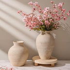 Ceramic Flower Vase Home Decor, 9 in Farmhouse Table Vase Retro Vintage Living Room Kitchen Bedroom Decoration Pottery Decorative Vases for Flowers Shelf Office Coffee Desk Dining Entryway, Rustic - Image 4