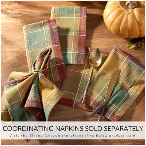 Autumn Acres Plaid Napkins, Set of 8, Multicolor - 17" W x 17" L - Image 2