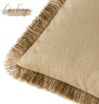 Foindtower Decorative Linen Fringe Throw Pillow Covers 22×22 Light Khaki - Image 3