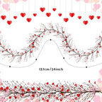 Valentine's Day Garland with 30 Fairy Lights 4.5ft Pip Berry Cherry Blossom Garland LED Christmas Lights for Valentine's Day Wedding Party (Red, Pink) - Image 3