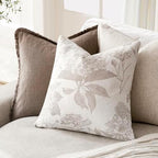 Foindtower Set of 2 Linen Floral Vintage Throw Pillow Covers Neutral Accent Decorative Cushion Covers Farmhouse Boho Home Decor for Sofa Chair Couch Bedroom Living Room,22×22 Inch,Tan Beige - Image 4