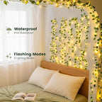 HEYFUNi Vines with Lights 23FT, Faux Pothos String Lights Plug in - Image 3