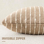 Foindtower Decorative Striped Boucle Throw Pillow Covers 24x24 Inch Camel - Image 3