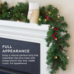 Best Choice Products 9ft Pre-Lit Holiday Pre-Decorated Christmas Garland for Stairs, Fireplace, Decoration w/PVC Tips, 50 LED Lights, Pine Cones, Berries - Image 2